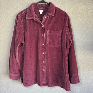 Vintage 90’s L.L. Bean Maroon Corduroy Wide Shirt Shacket
